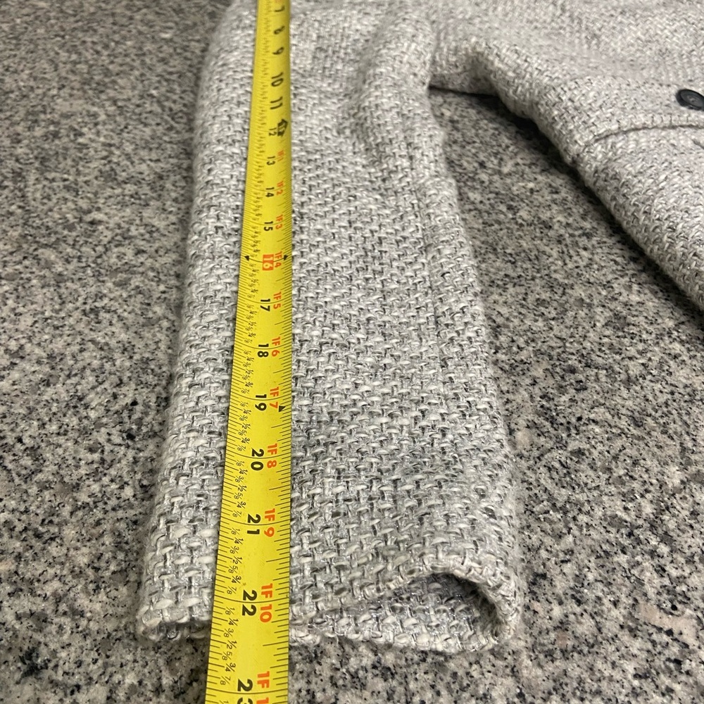 TALBOTS-Cotton Blend Grey White Silver Threads Tweed Coat Womens Petite 8P - Picture 14 of 17